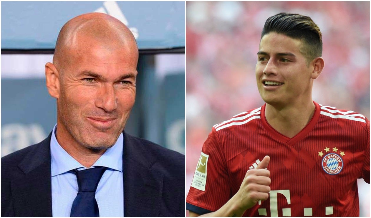 Zinedine Zidane, técnico francés y James Rodríguez, futbolista colombiano