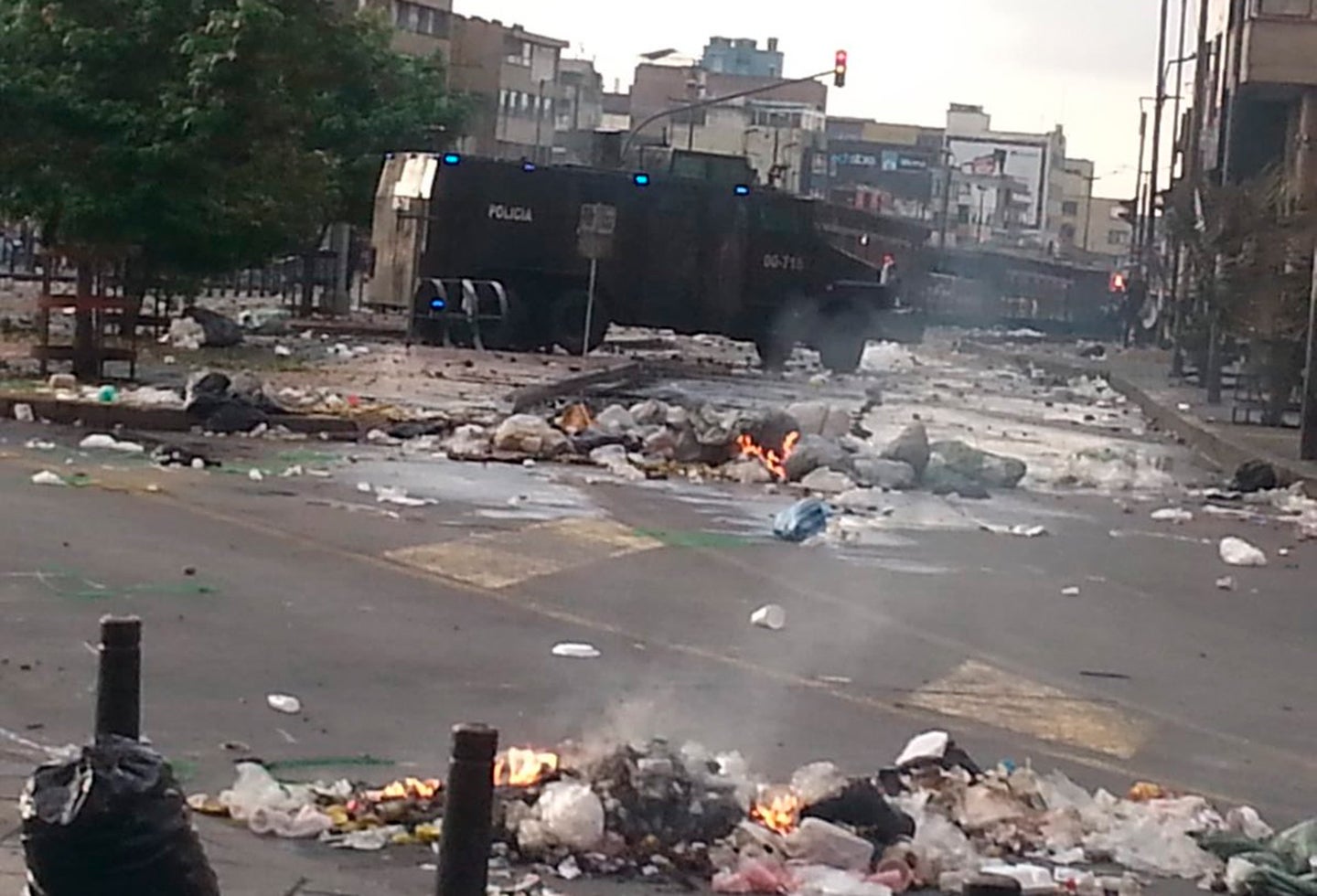 El centro de Bogotá en medio de los disturbios protagonizados por comerciantes