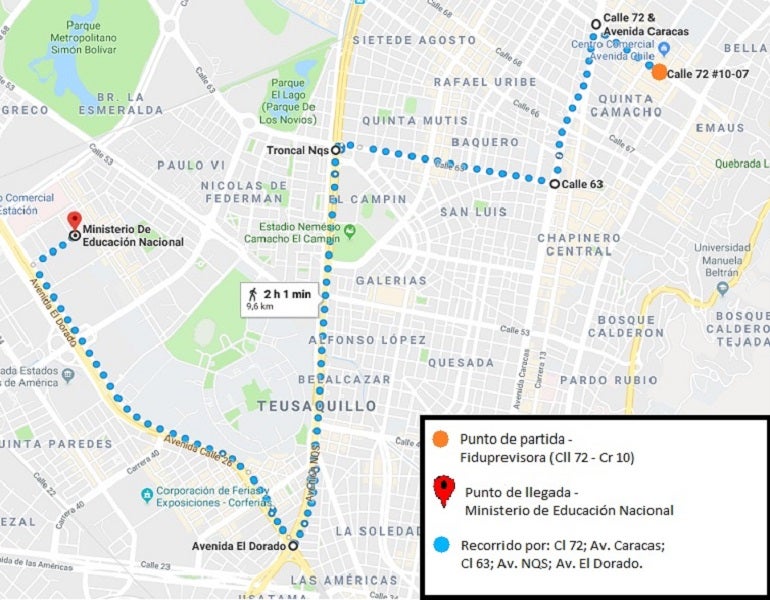 Recorrido de Fecode en Bogotá