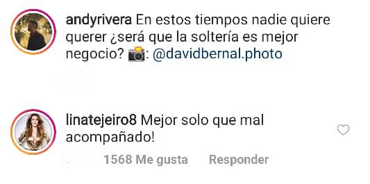 Comentario Lina Tejeiro a Andy Rivera