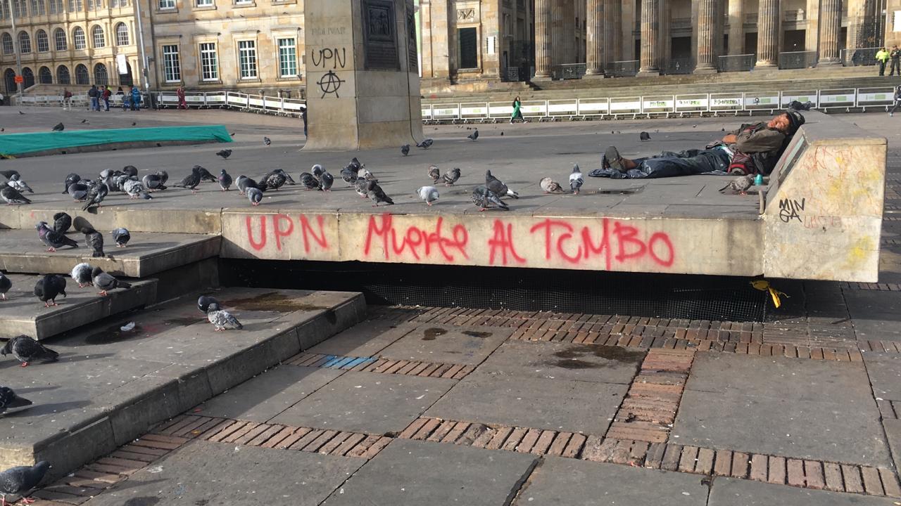 La Plaza de Bolívar, en Bogotá, luego de las manifestaciones