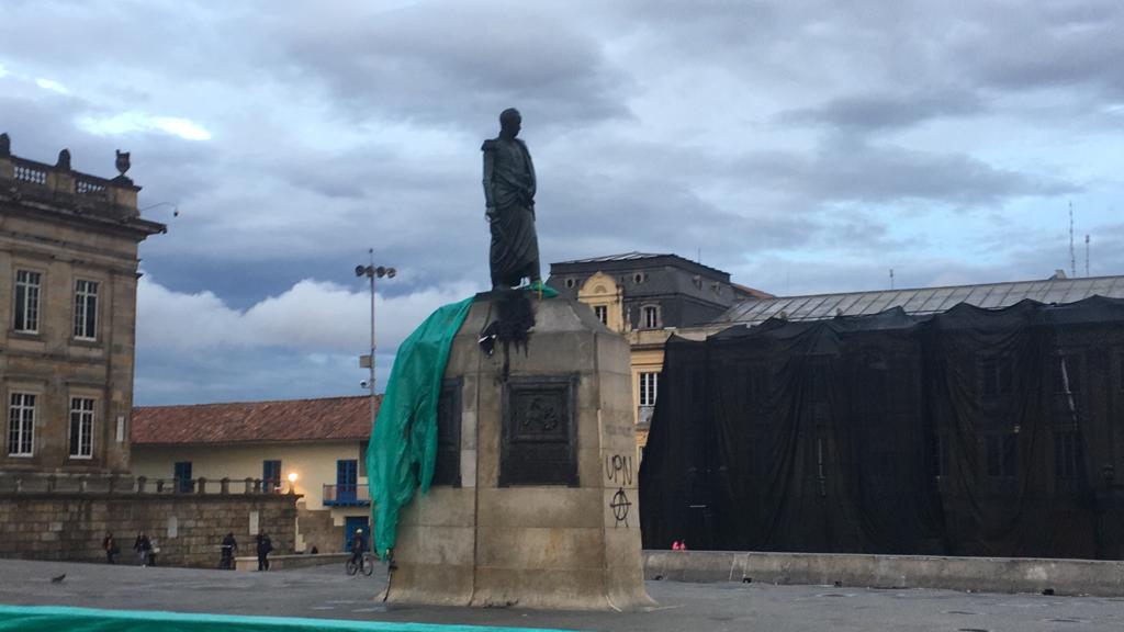 La Plaza de Bolívar, en Bogotá, luego de las manifestaciones