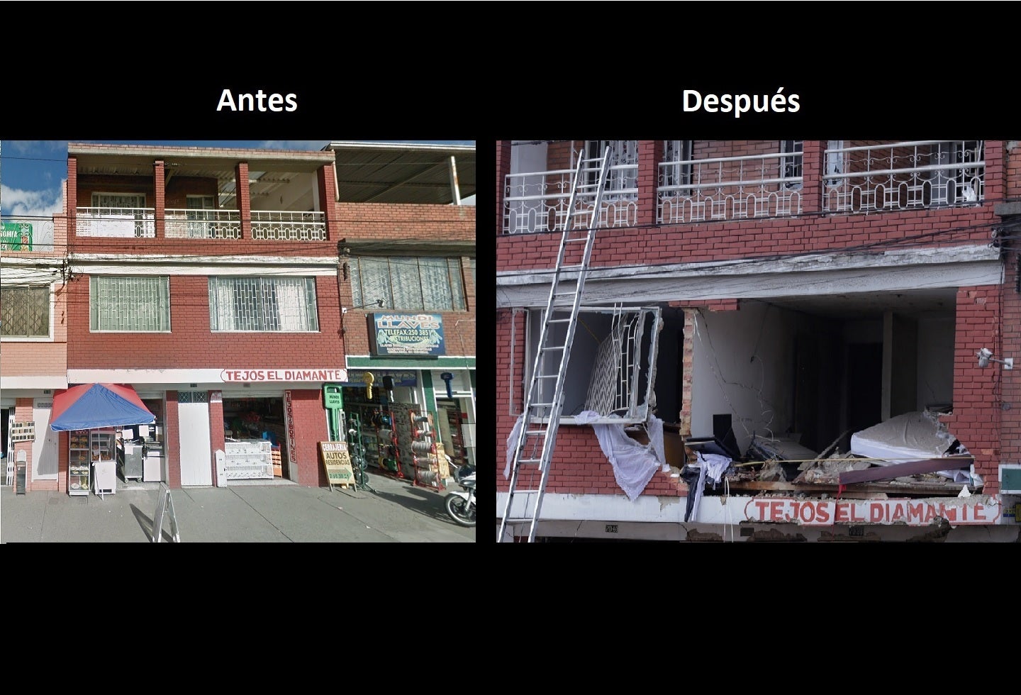 Antes y después de la explosión del barrio La Estrada