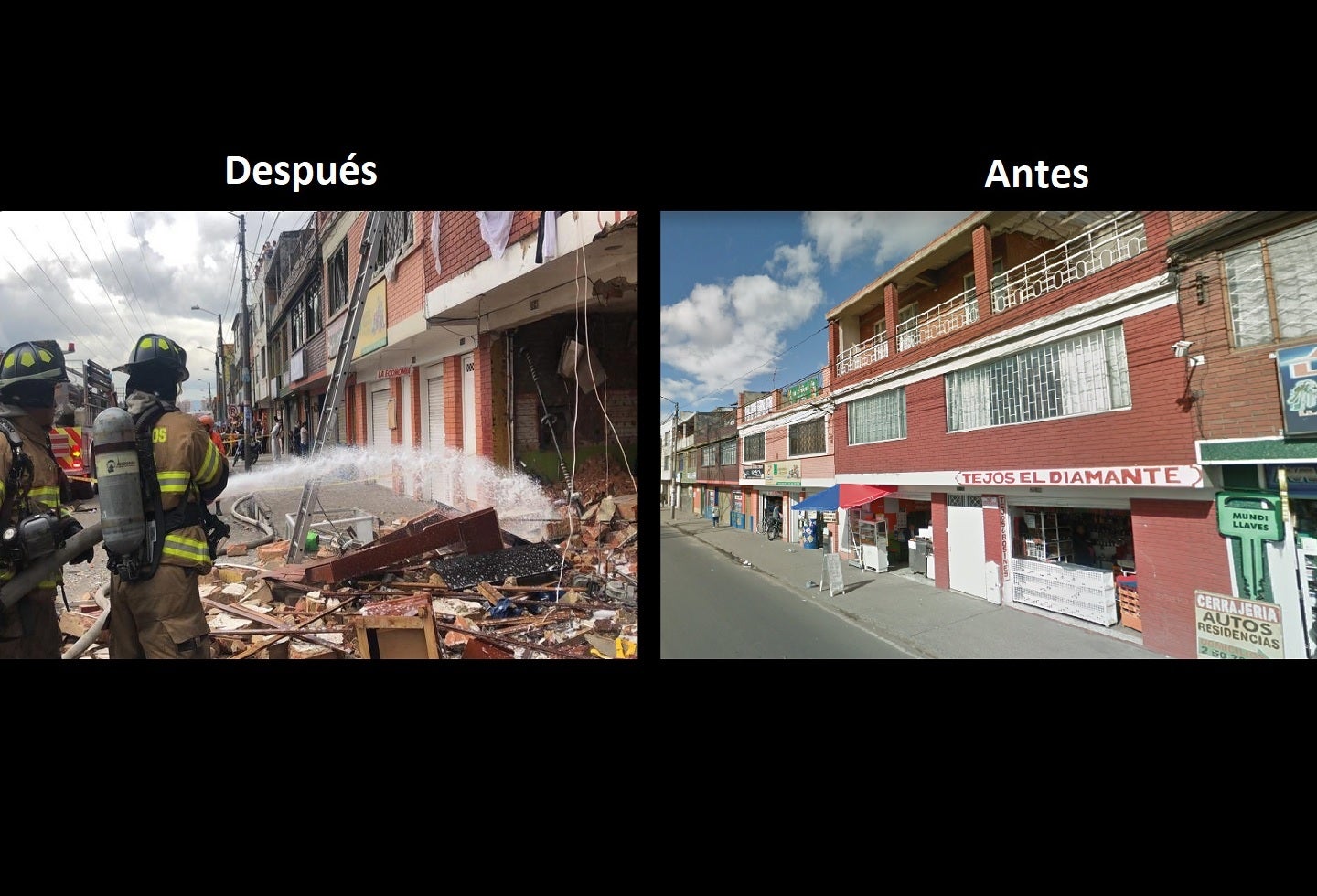 Antes y después de la explosión del barrio La Estrada