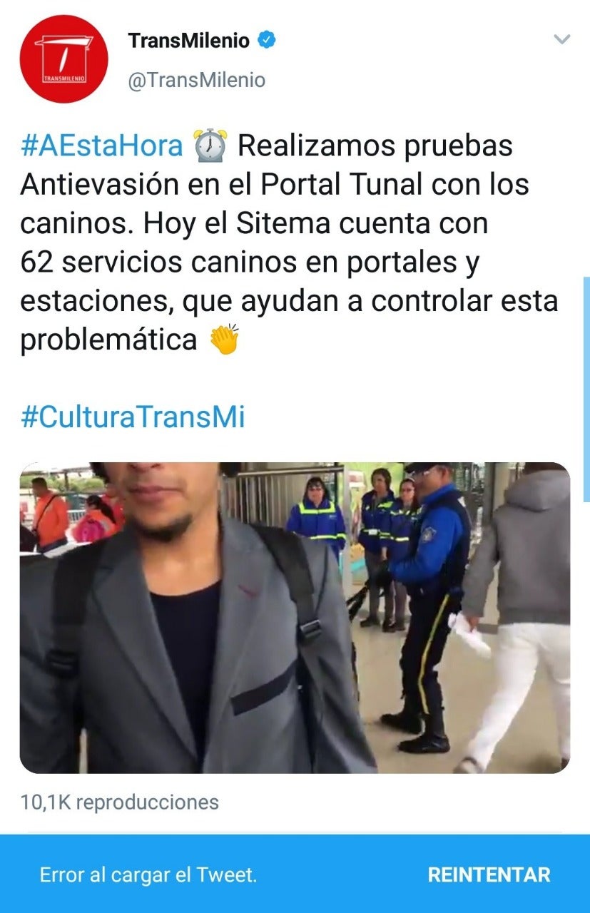 Tuit que Transmilenio borró de su cuenta oficial