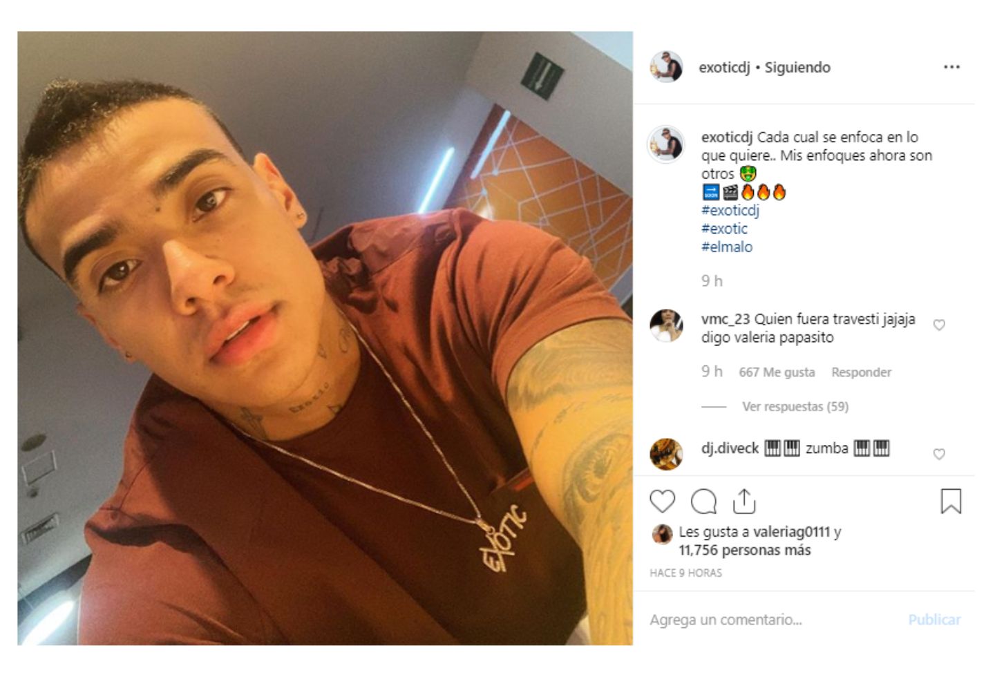 DJ Exotic lanzó este mensaje en Instagram.