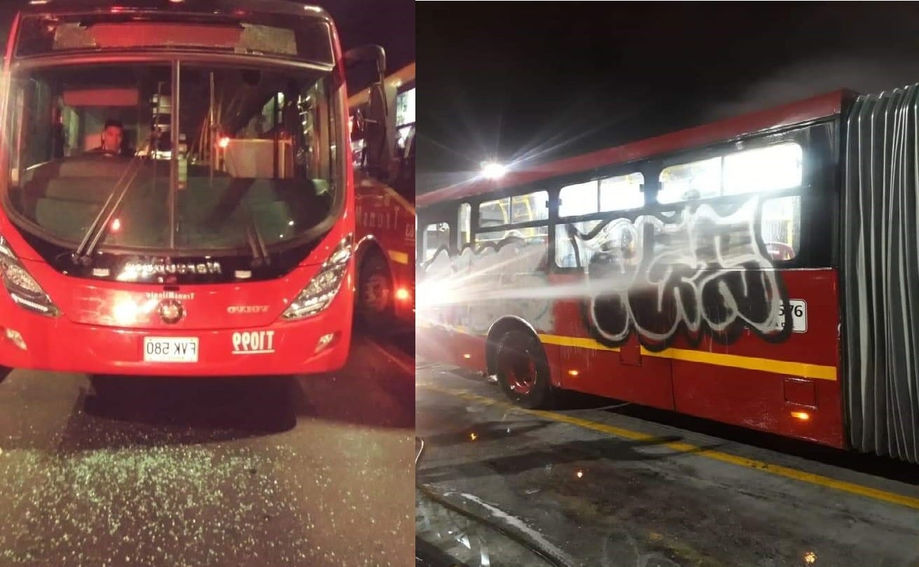 Buses de Transmilenio vandalizados