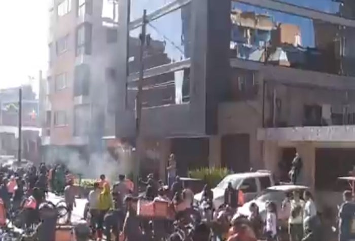 Protesta de tenderos en el norte de Bogotá.