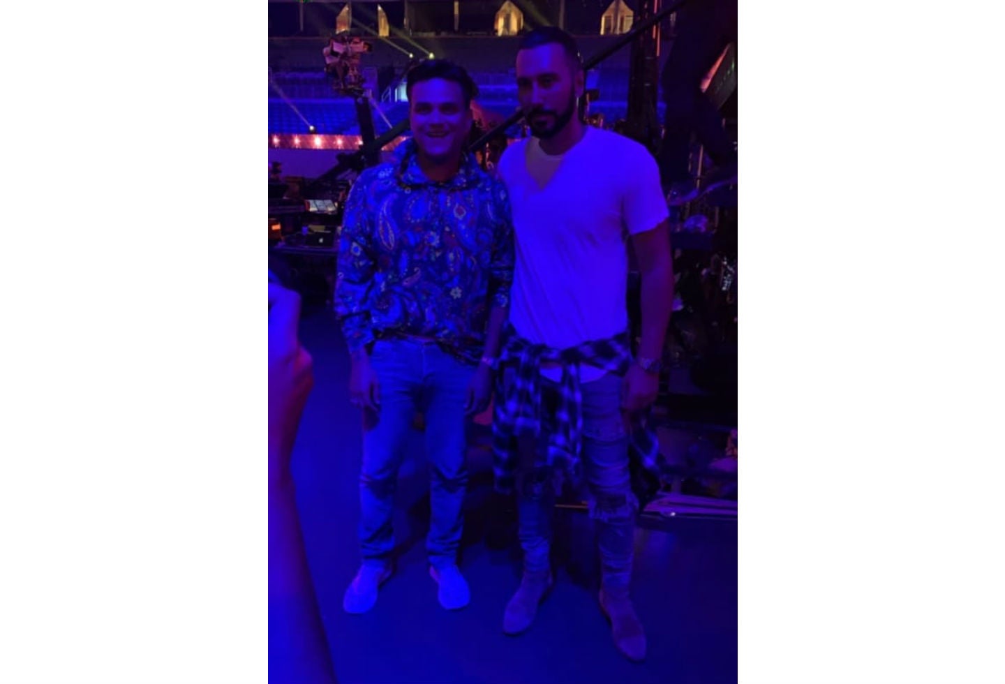 Silvestre Dangond y el Dj Cedric Gervais en los ensayos de los Premios Juventud.