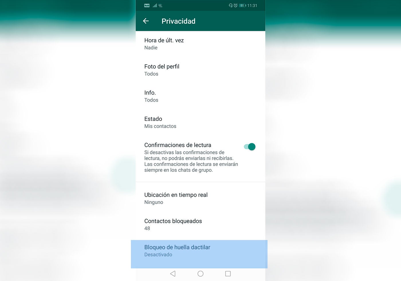 WhatsApp ofrece función para bloqueo con huella