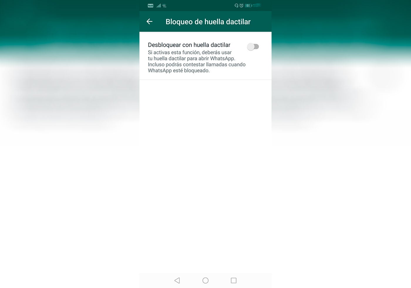 WhatsApp ofrece función para bloqueo con huella