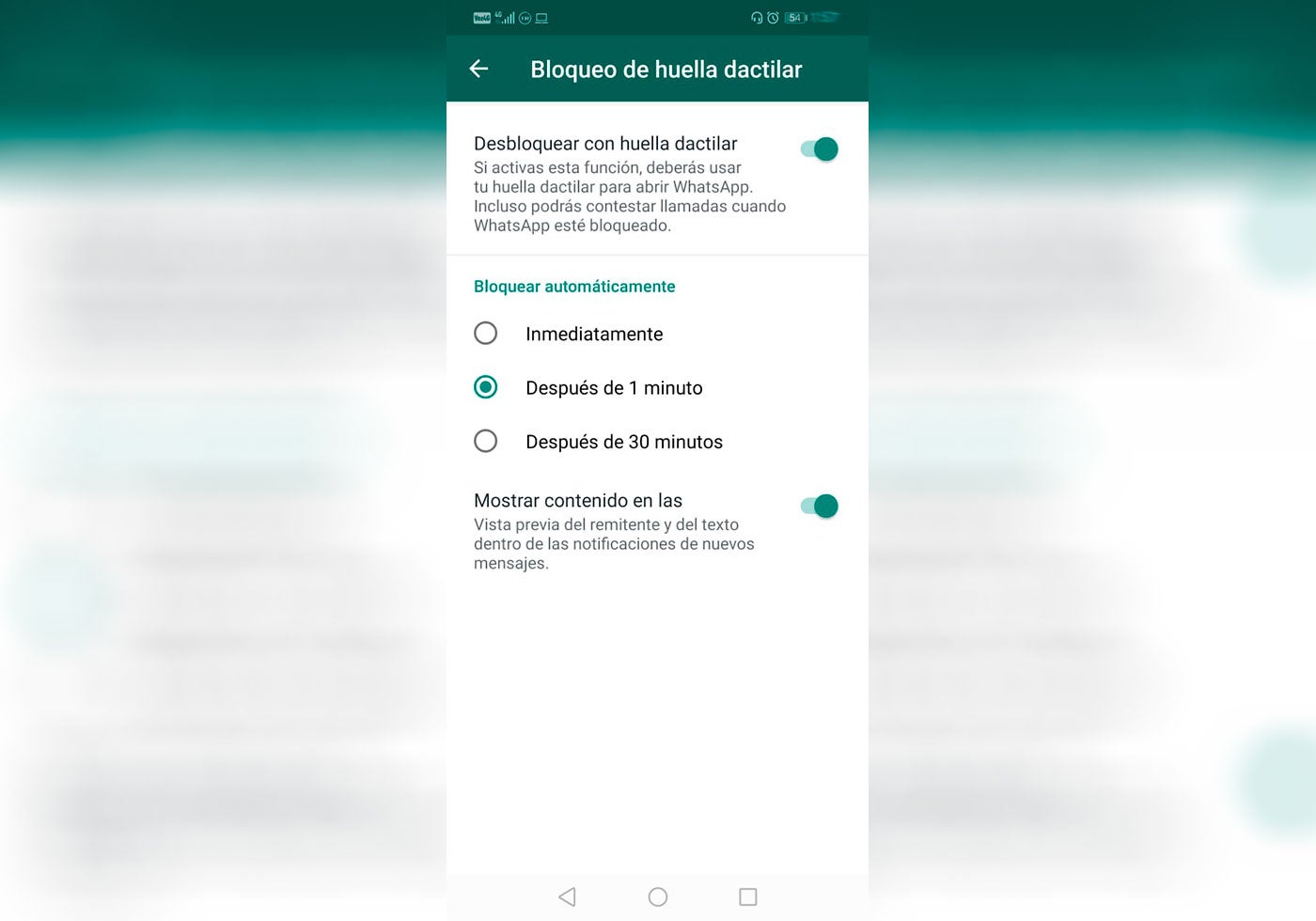 WhatsApp ofrece función para bloqueo con huella