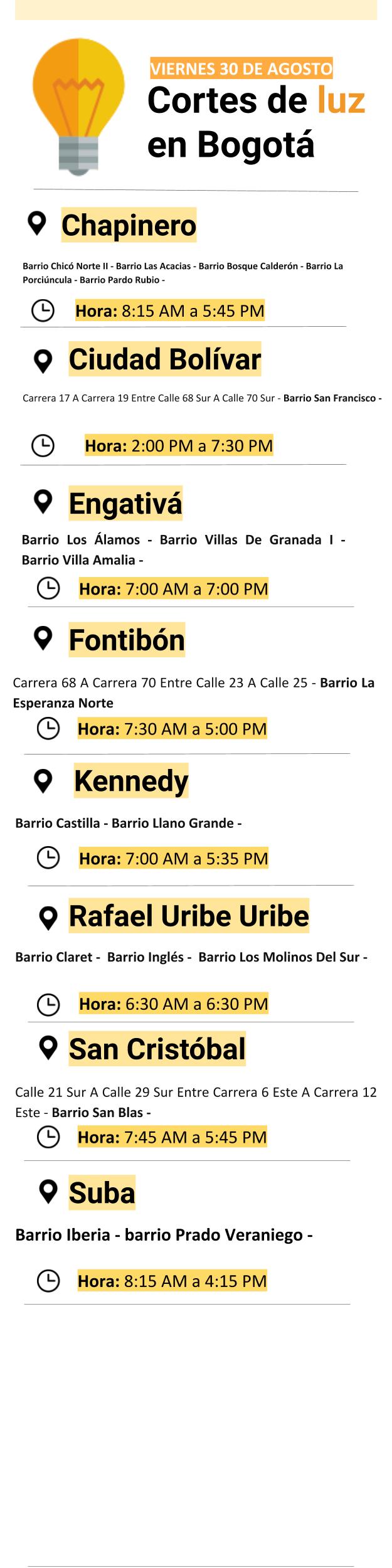 Plantilla cortes de luz viernes 30 de agosto de 2019
