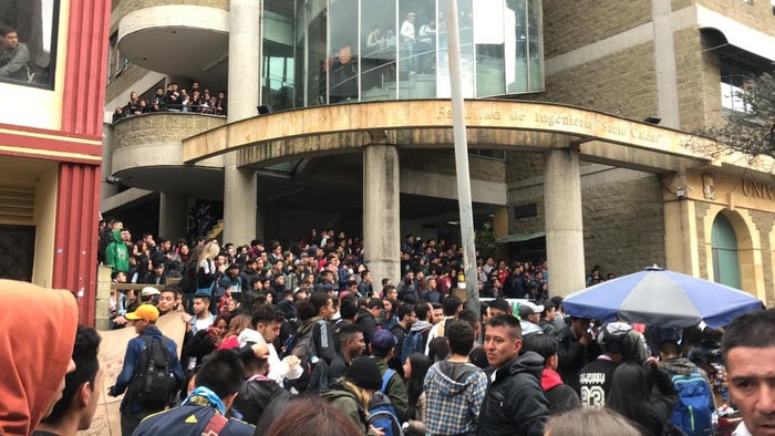 Universidad Distrital de Bogotá y la concentración de estudiantes.