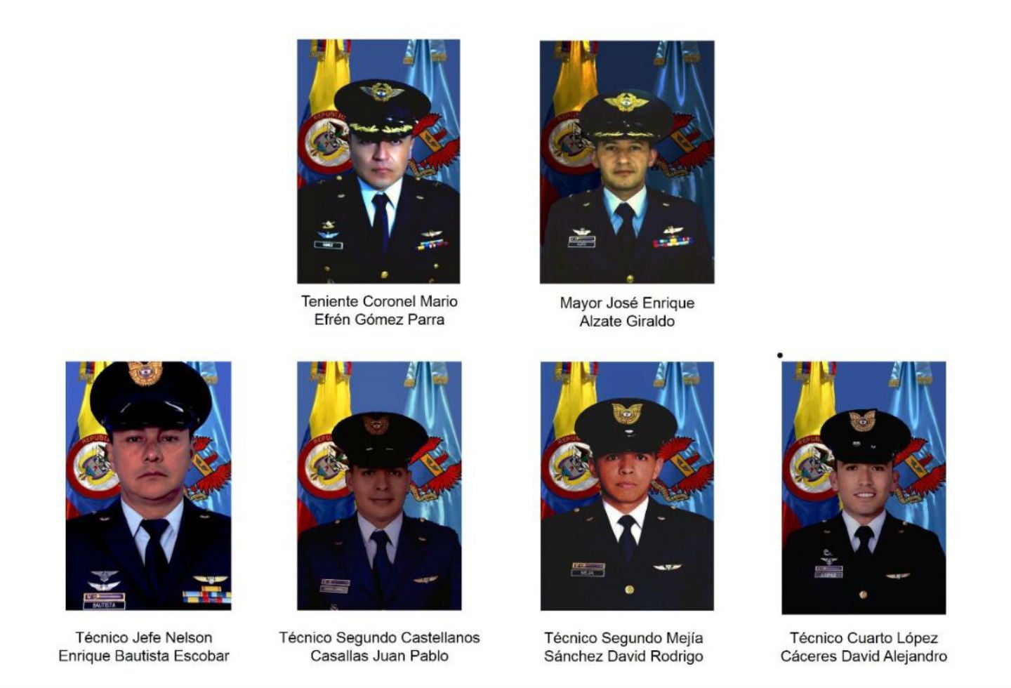 Militares que murieron en accidente de helicóptero de la FAC