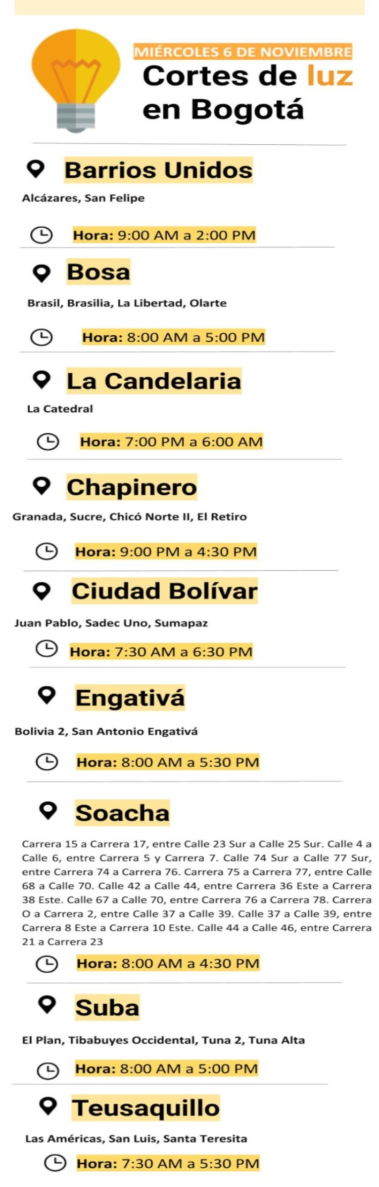 Los cortes de energía se deben al mantenimiento preventivo de la red de Codensa.