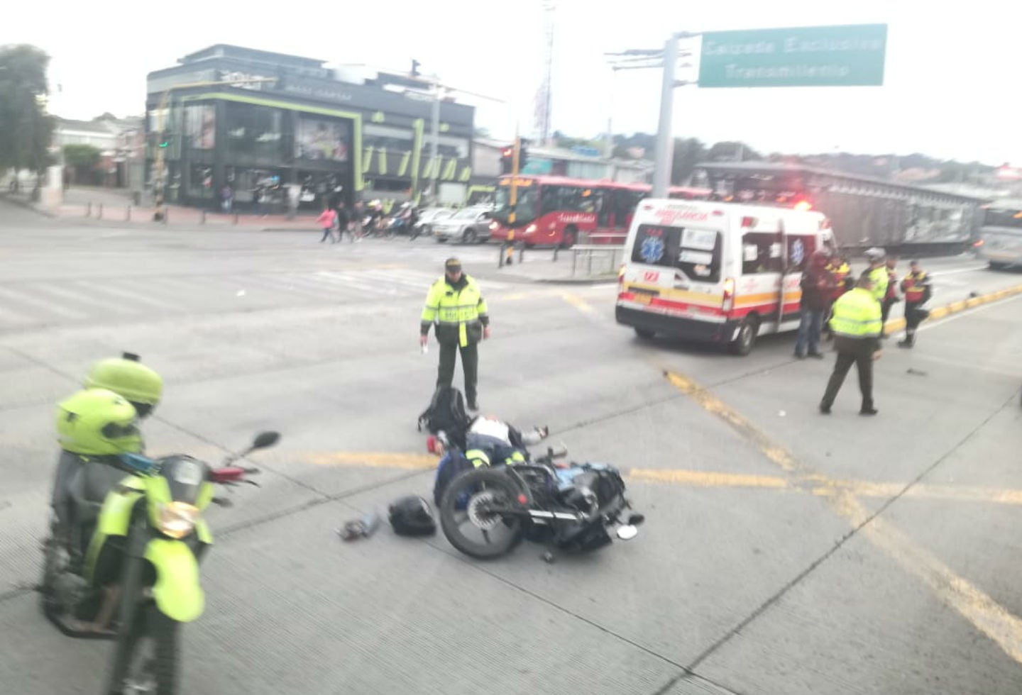 Accidente de motociclista en el norte de Bogotá