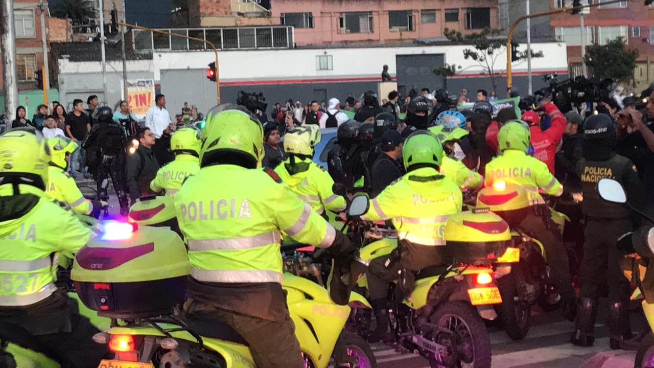 Choques durante plantón en Bogotá