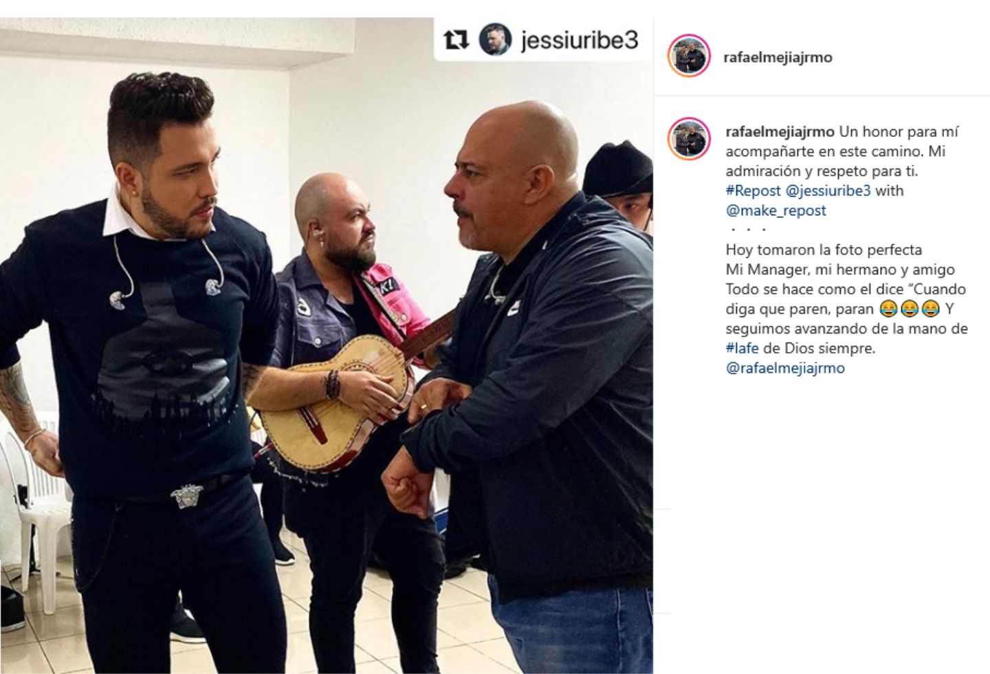 Ambos, Jessi Uribe y Rafa Mejpia, se hacen mutuos elogios en sus redes.