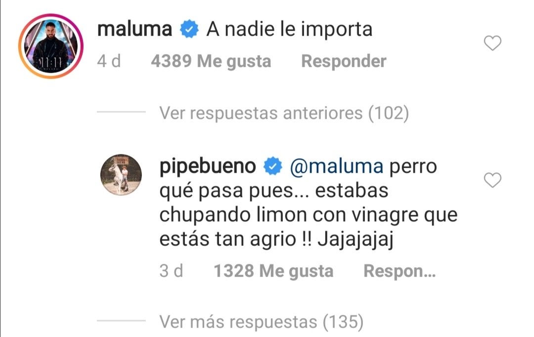 Captura del comentario de Maluma