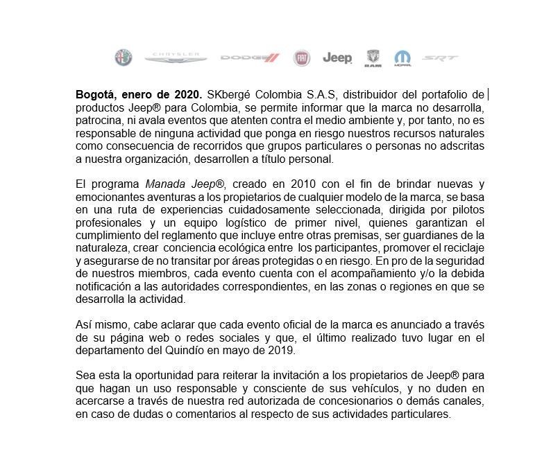 Comunicado Jeep