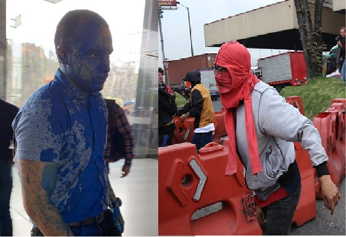 Hombre de Bancolombia fue bañado en pintura