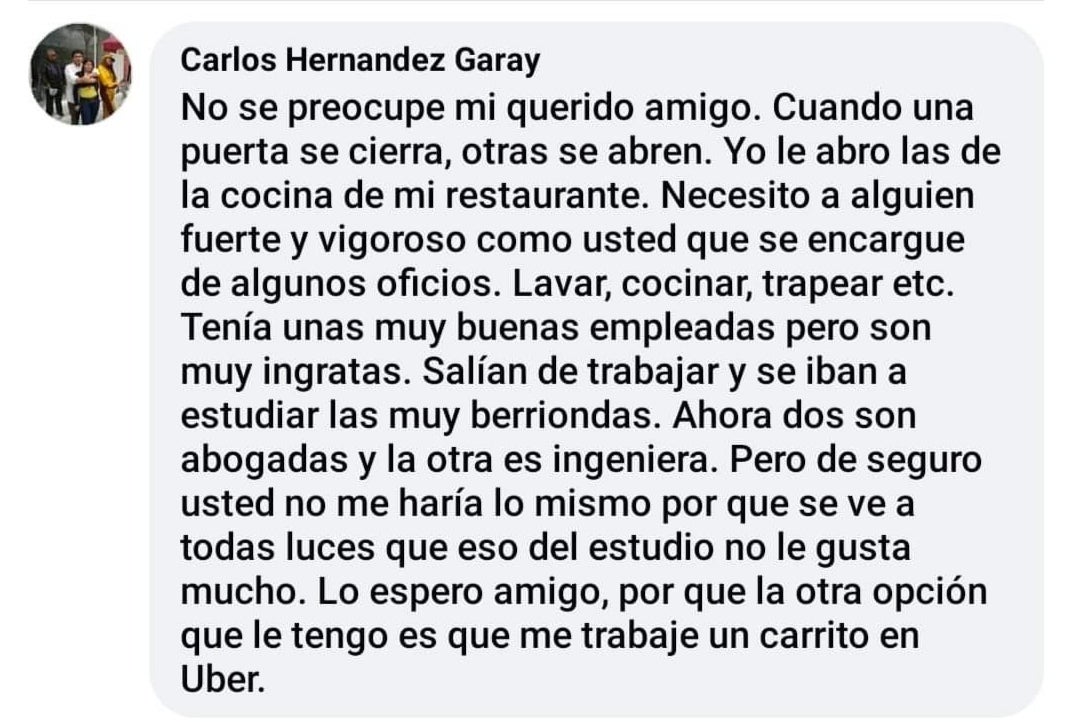 Invitan a barrer y cocinar a Freddy Contreras