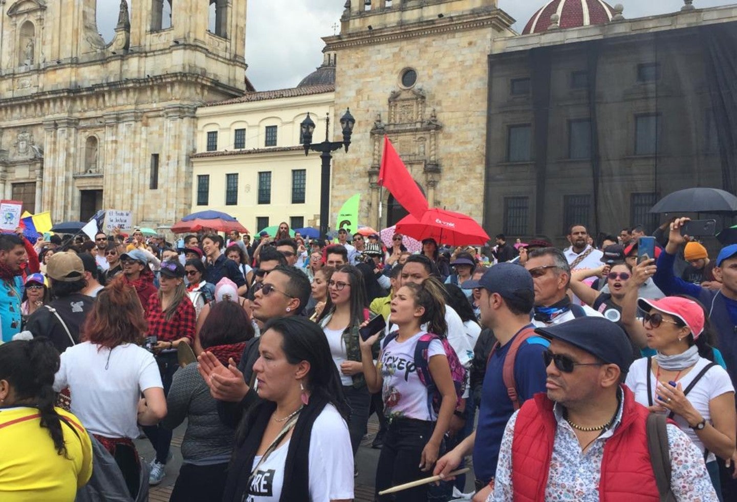 Marcha de maestros en la Plaza de Bolívar
