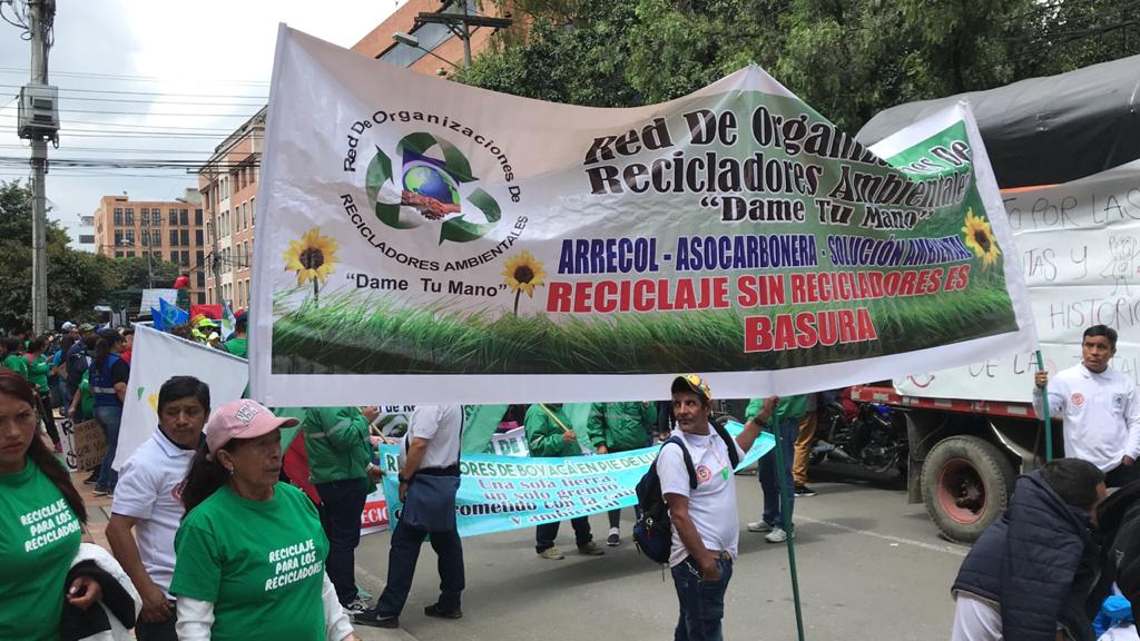 Protesta de recicladores en Bogotá