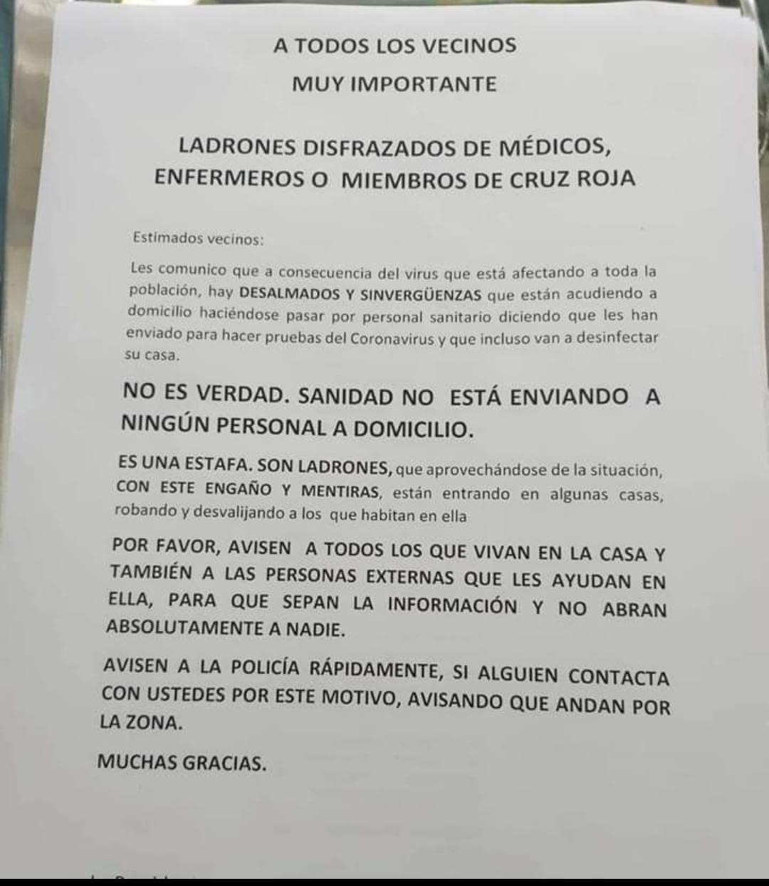 Posibles ladrones se aprovechan de coronavirus para robar