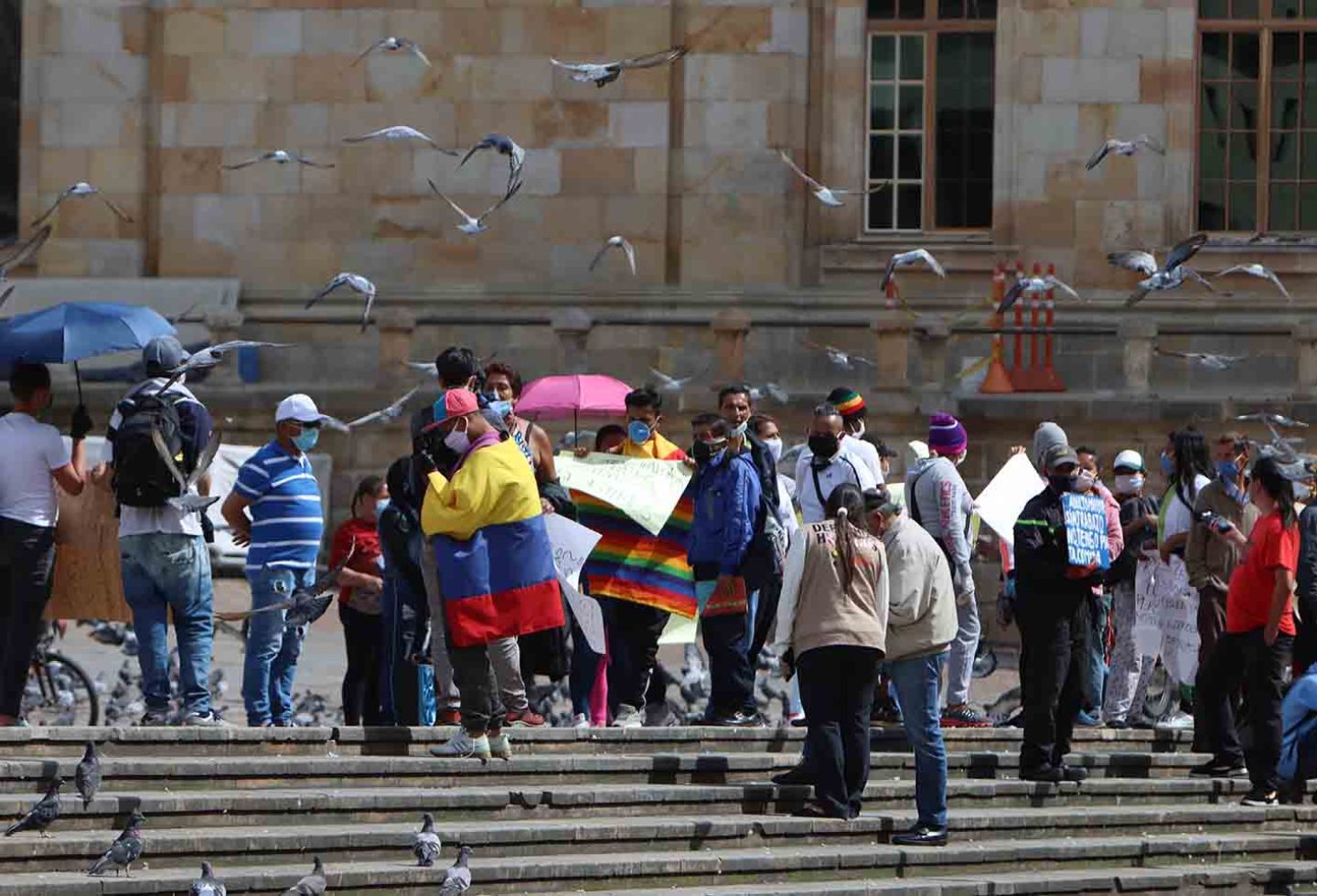Protesta de trabajadoras sexuales en el centro de Bogotá
