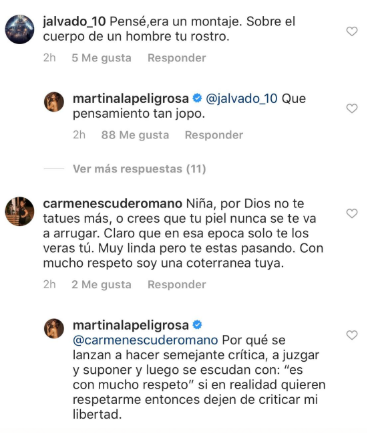Captura del Instagram de Martina La Peligrosa