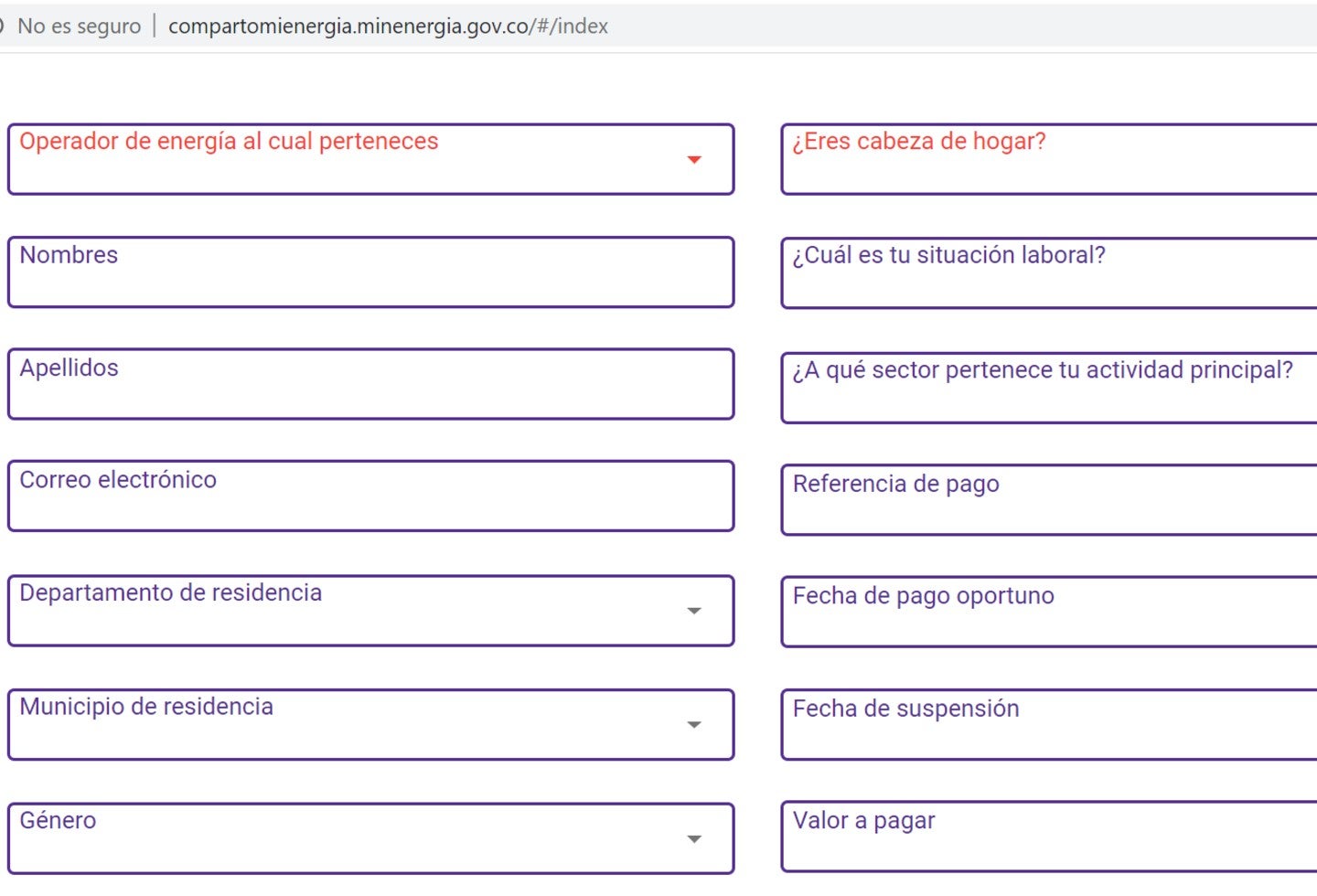 Formato para inscribir servicios públicos