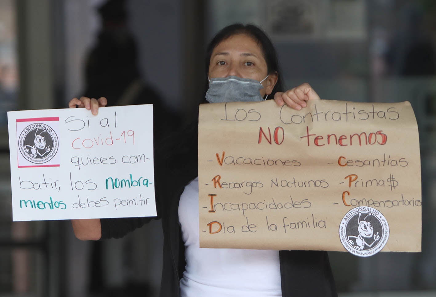 Protestas de trabajadores médicos y enfermeros en medio de coronavirus en Colombia