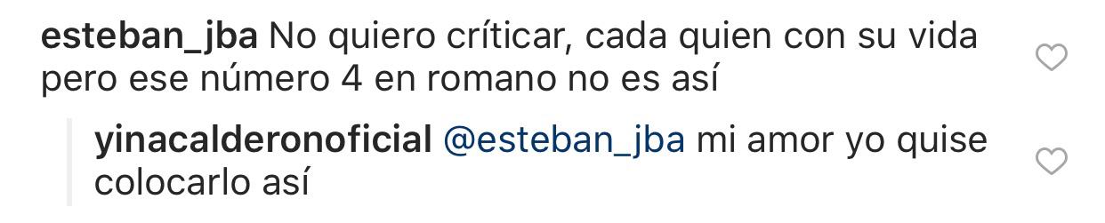 Captura del Instagram de Yina Calderón