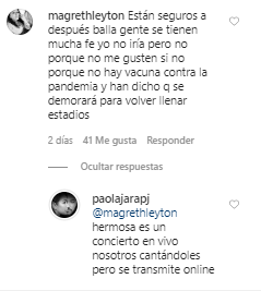 Captura del Instagram de Paola Jara