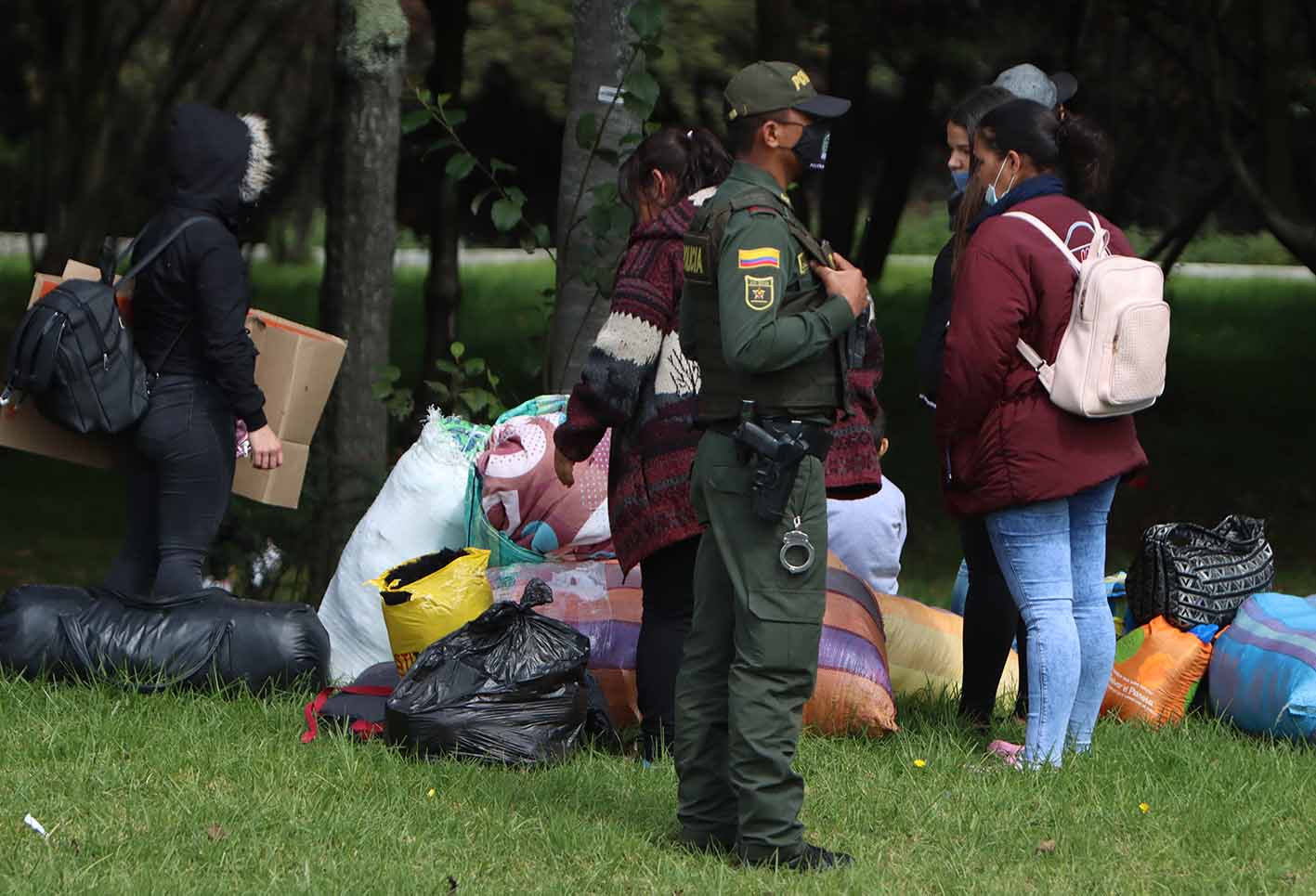 Venezolanos varados en Bogotá que piden regresar a su país.