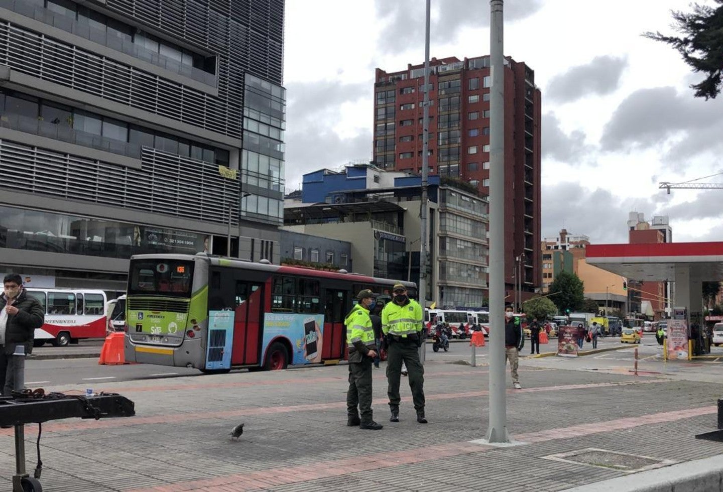 Protesta de conductores del Sitp en medio de cuarentena en Bogotá
