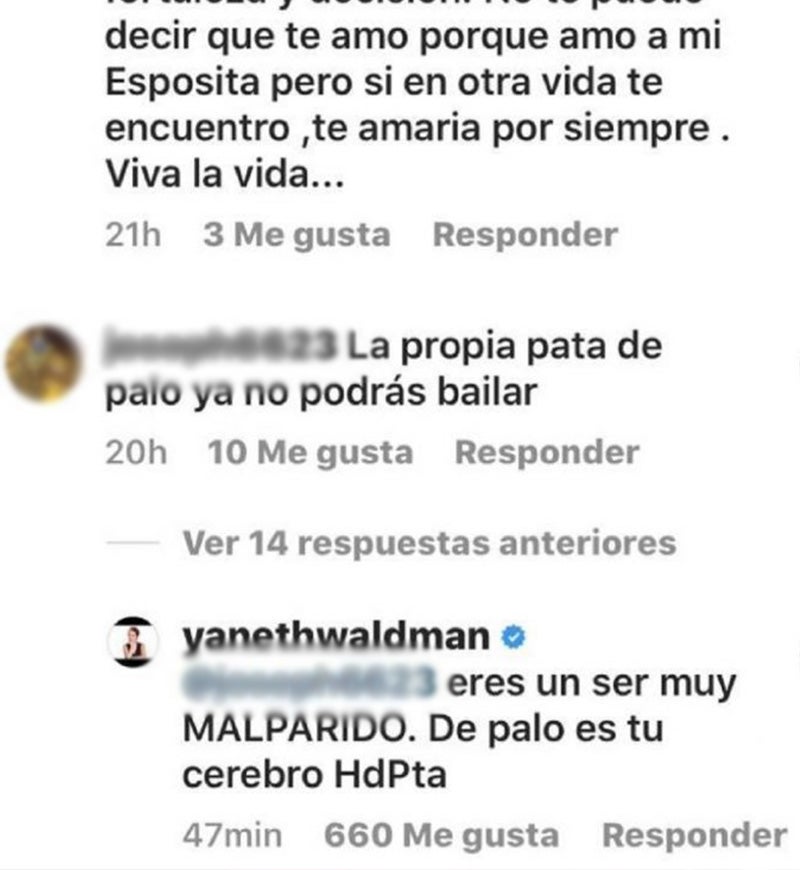 Yaneth Waldman respuesta