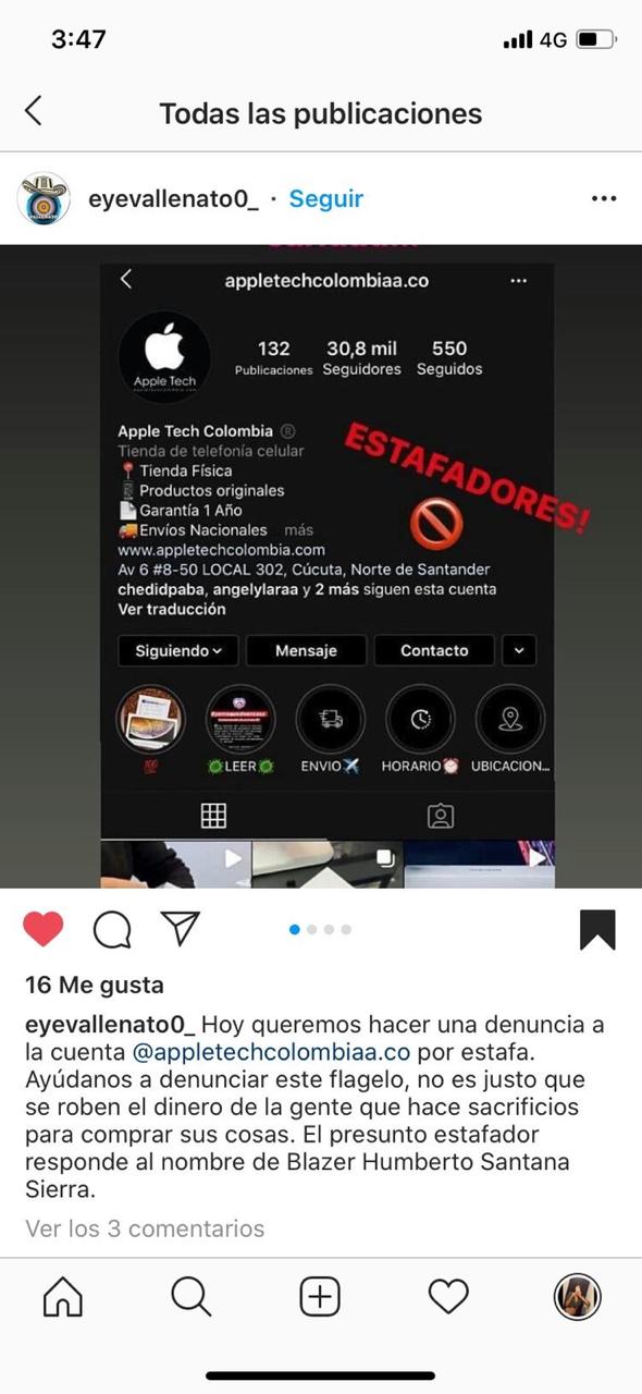 Supuestas estafas de parte de tienda de iPhone