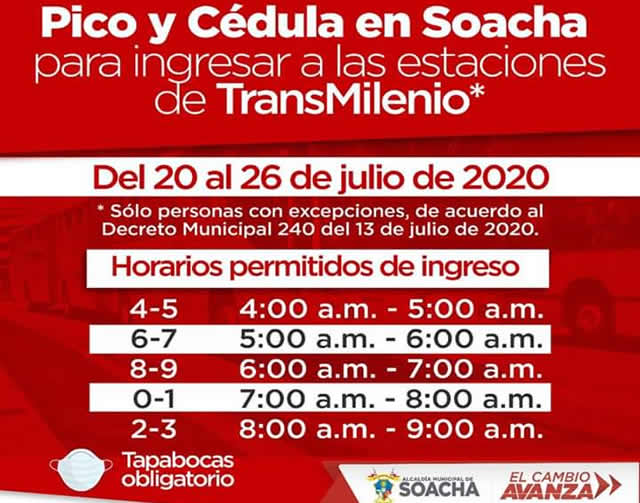 Pico y cédula en Transmilenio