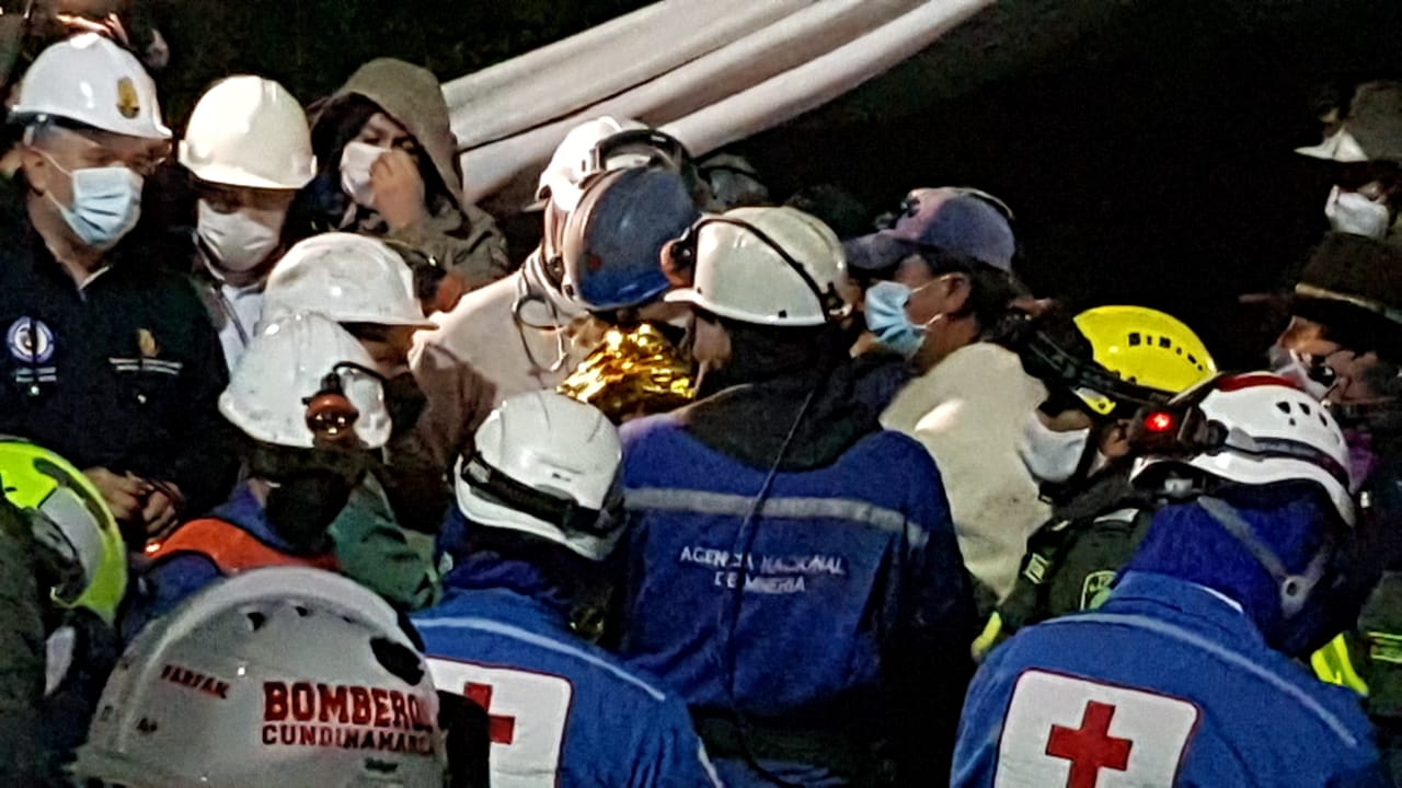Mineros rescatados en Lenguazaque, Cundinamarca