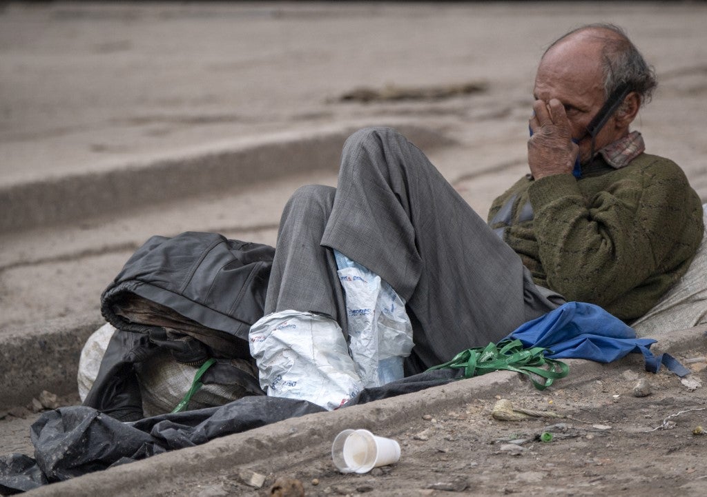Persona en condición de habitante de calle, en Bogotá.