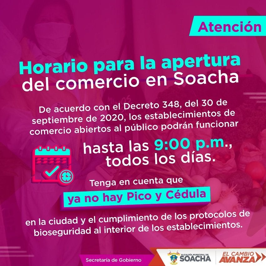 Nuevo horario para comerciantes en Soacha
