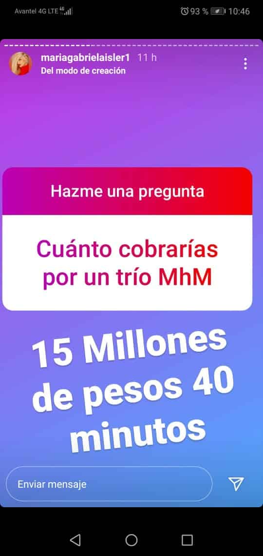 María Gabriela Isler confesó cuánto cobra por hacer tríos