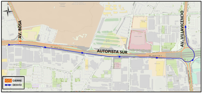 Cierre en la autopista sur con avenida Bosa, sentido Bogotá-Soacha