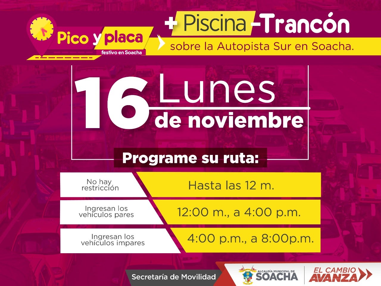 Pilas lo parten por en las vías de Soacha por el pico y placa del 16 de noviembre