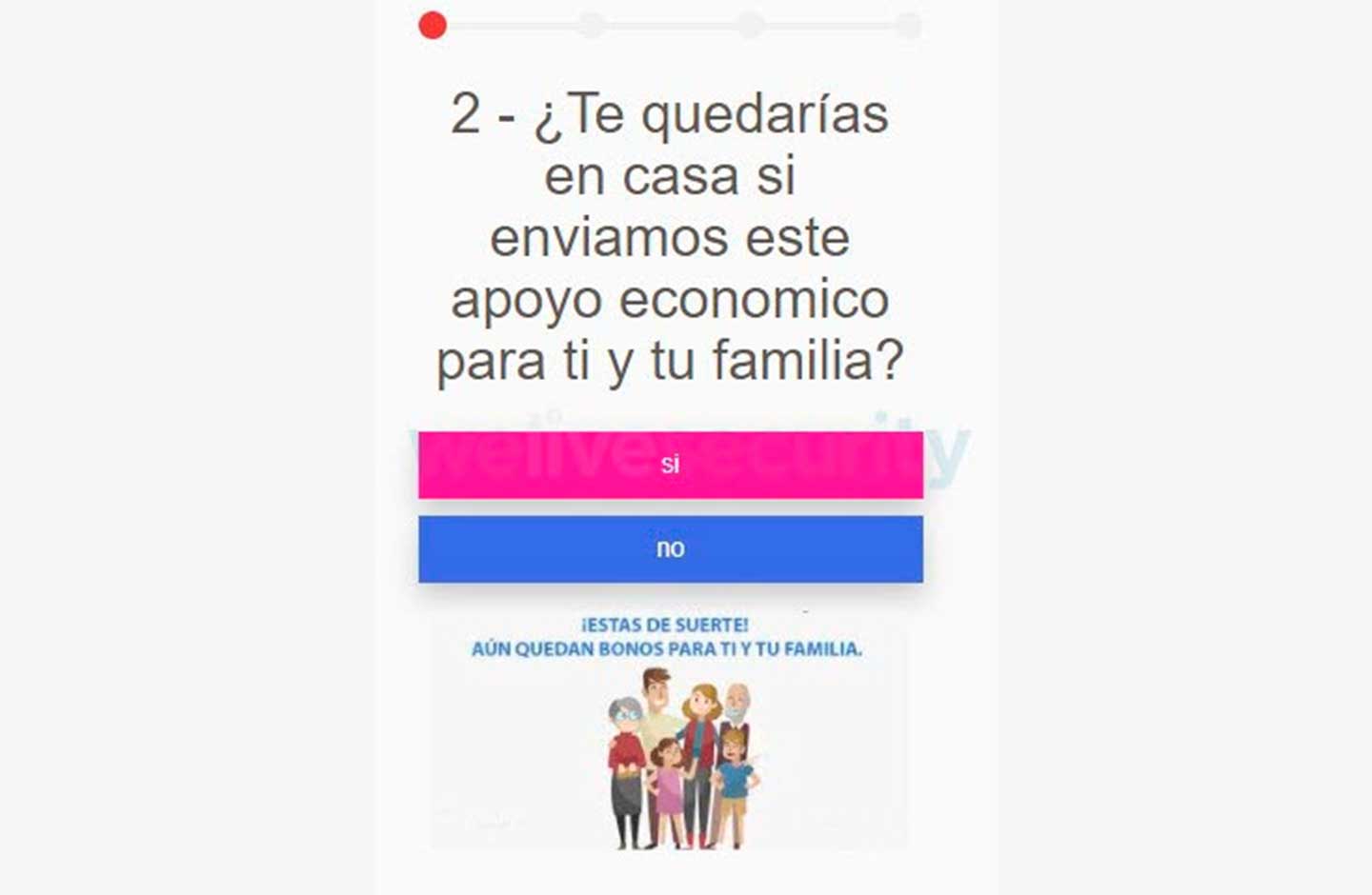 Estafa ingreso solidario en WhatsApp