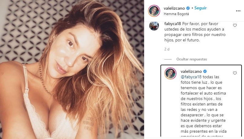Valentina Lizcano, post en Instagram