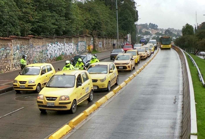 Protestas de taxistas en Bogotá -referencial.